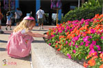 Jolie checking out some flowers at Epcot, 2004