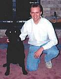 Joe Deane's dog, Duffy, and Me after a Volleyball match in 1993